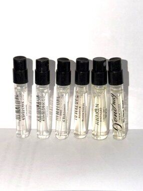 Assorted Women's Fragrance Vials - Clear Liquid, Black Cap (6-Pack)
